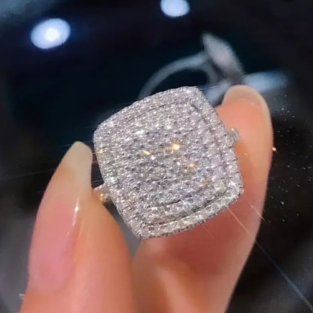 Zircon elegant square promise ring size 8 - Picture 10 of 11